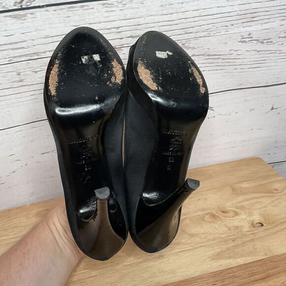 CLAUDIA CIUTI Black Satin Pumps Open Toe Heels Size 9,5 M Italy Perfect - Picture 5 of 12